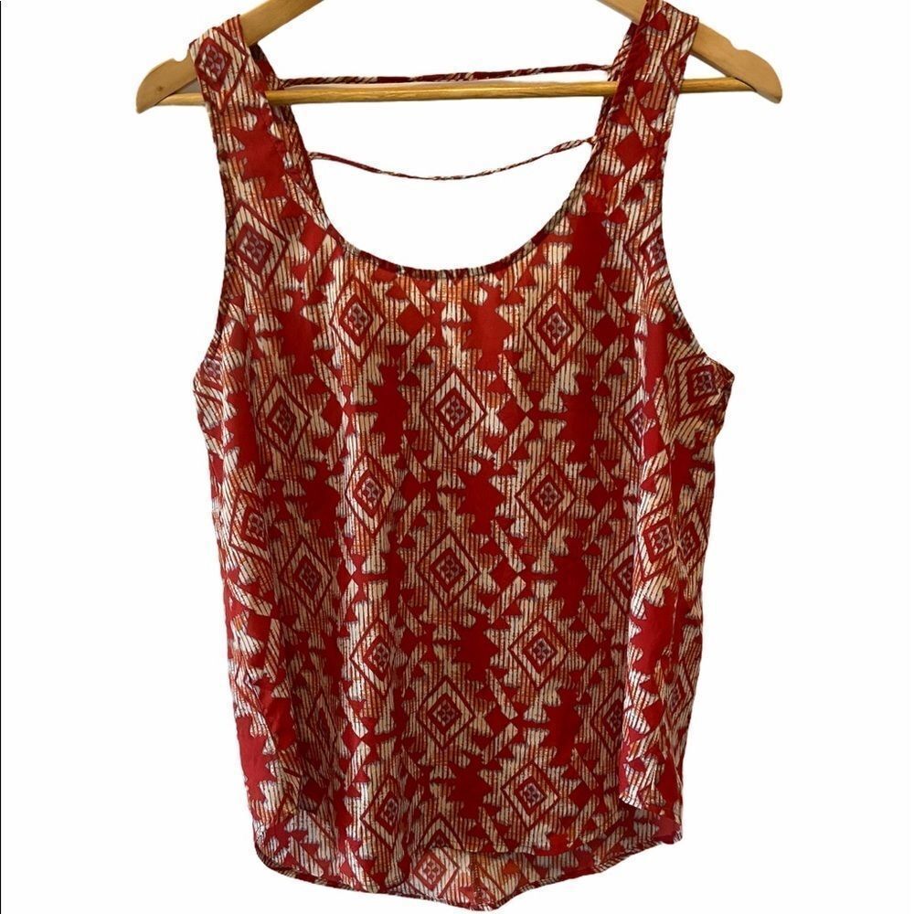 Aztec Print Red Lightweight Printed Tank Top